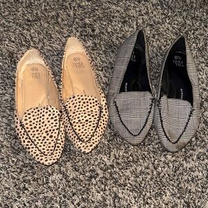 Time and Tru Women's Pointed Loafers in Beige Leopard and Black Plaid